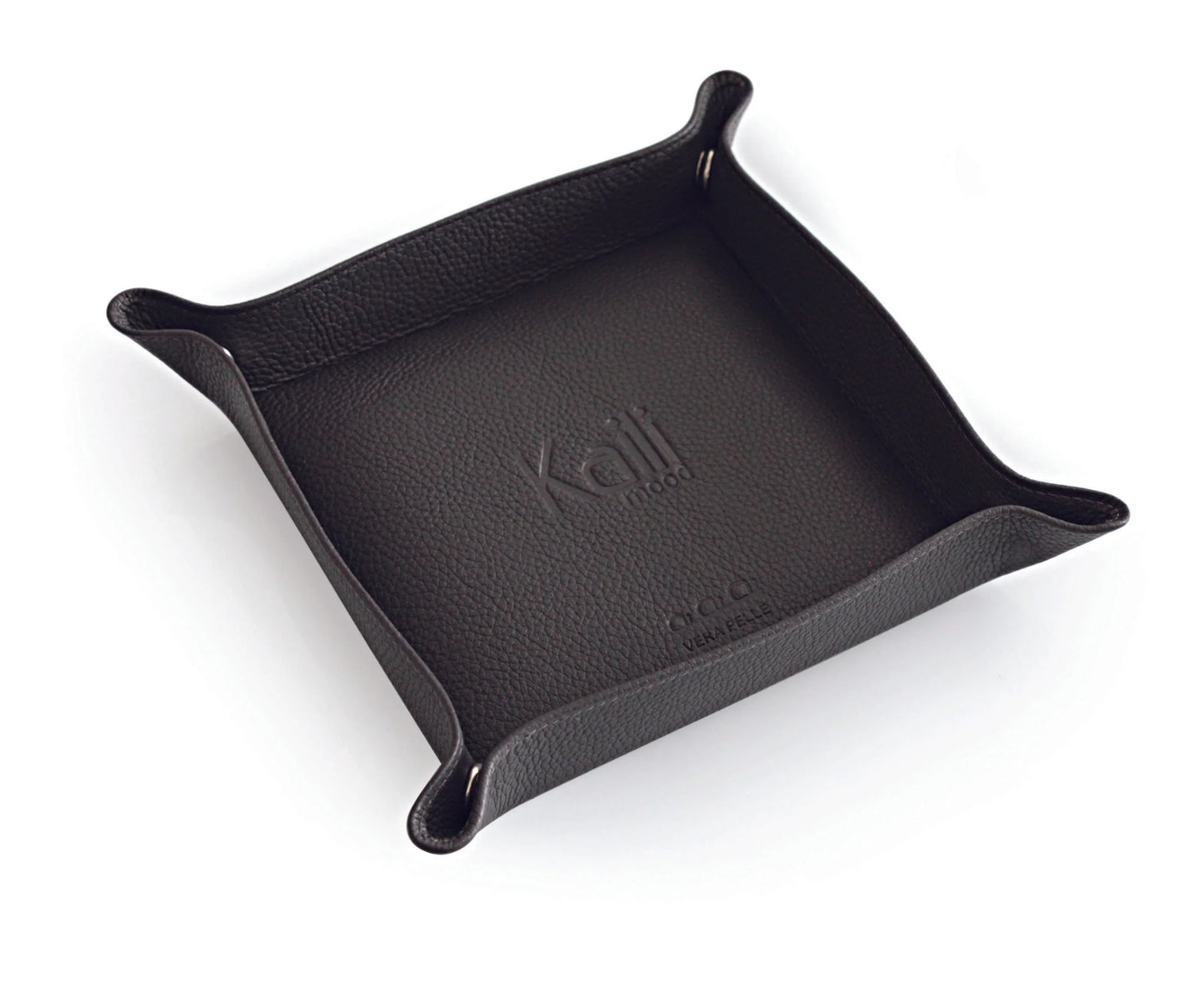 K0003FB | Vuotatasche in Vera Pelle pieno fiore, grana dollaro - Colore Grigio - Dimensioni: cm 14 x 14 x 3 - Confezione: Sacchetto Tnt - STREET STYLE