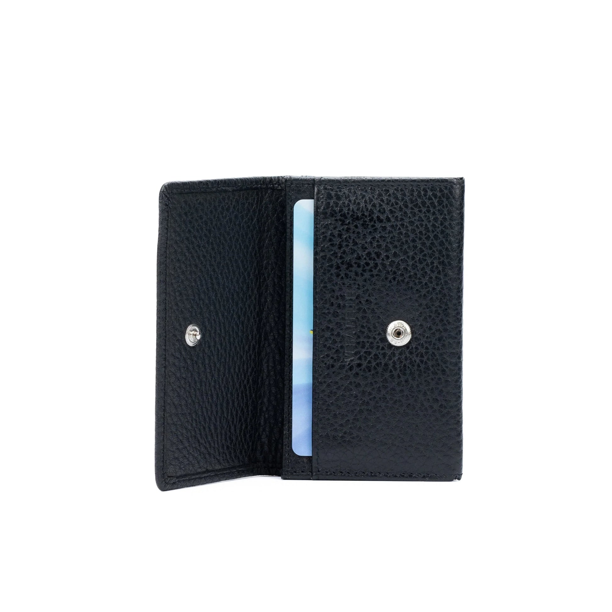 K0004AB | P/Business Cards/Credit Cards in genuine full grain leather, dollar grain - Black color - Dimensions: 10 x 6 x 2 cm - Packaging: Rigid bottom/lid gift box - STREET STYLE