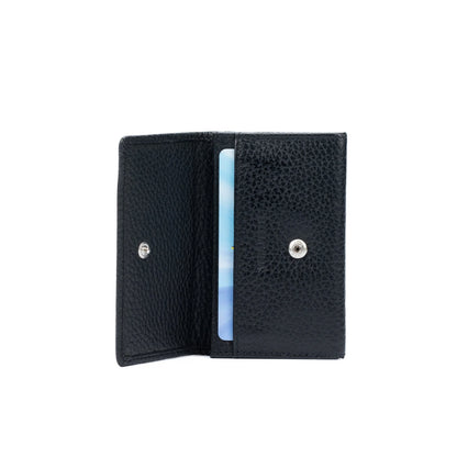 K0004AB | P/Business Cards/Credit Cards in genuine full grain leather, dollar grain - Black color - Dimensions: 10 x 6 x 2 cm - Packaging: Rigid bottom/lid gift box - STREET STYLE