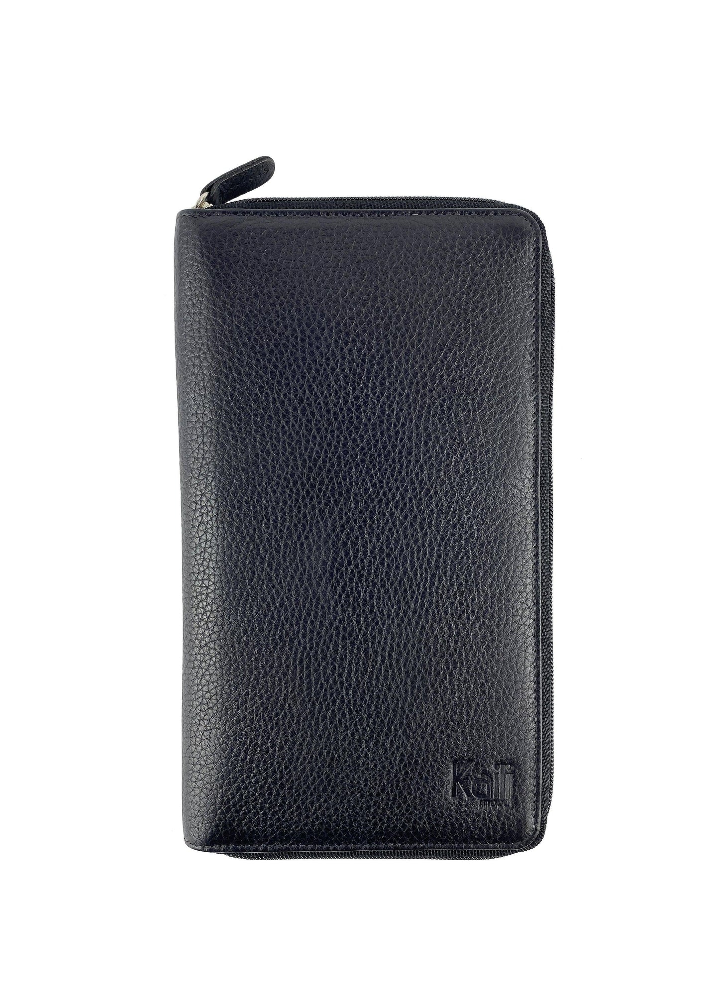 K0005AB | Travel document holder in genuine full grain leather, dollar grain - Black color - Dimensions: 12.5 x 22 x 2 cm - Packaging: TNT bag - STREET STYLE