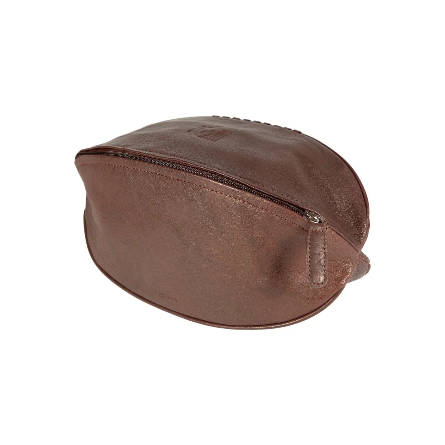 K0011BB | "Rugby Ball" Beauty Case in Genuine Leather - Colour: Dark Brown - Internal elastic to hold bottles - Zip closure - Dimensions: 35 x 14 x 14 cm - Packaging: TNT bag - STREET STYLE
