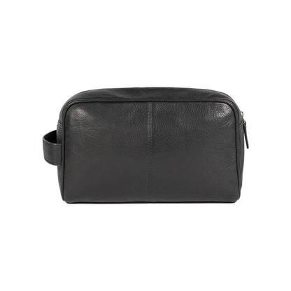 K0025AB | Beauty case with side handle in genuine full grain leather with light grain - Black colour. Zip closure, Dimensions: 25 x 16 x 12 cm. Packaging: TNT bag - STREET STYLE