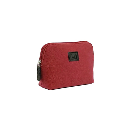 K0026XB | Women's Clutch Bag in Canvas/Genuine Volanata Full Grain Leather - Bordeaux/Dark Brown Color. Zipper closure. Dimensions: 17 x 13 x 6.5 cm - Packaging: TNT bag - STREET STYLE