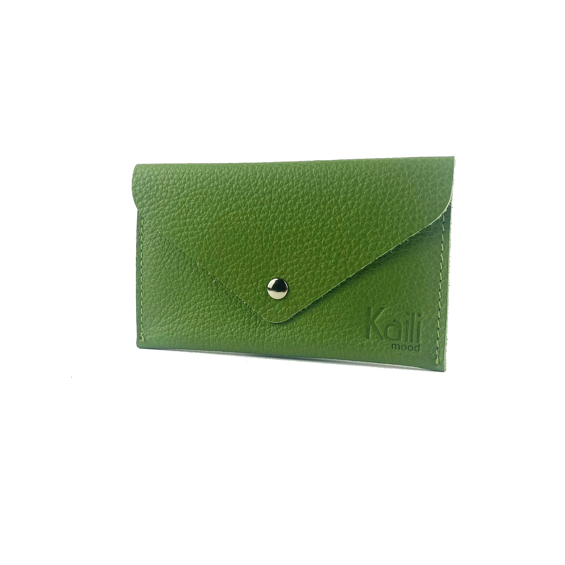 K0040EB | Bustina con pattina Made in Italy in Vera Pelle pieno fiore, grana dollaro - Colore Verde - Dimensioni: cm 13 x 8 x 0,5 - Confezione: Gift Box rigido fondo/coperchio - STREET STYLE