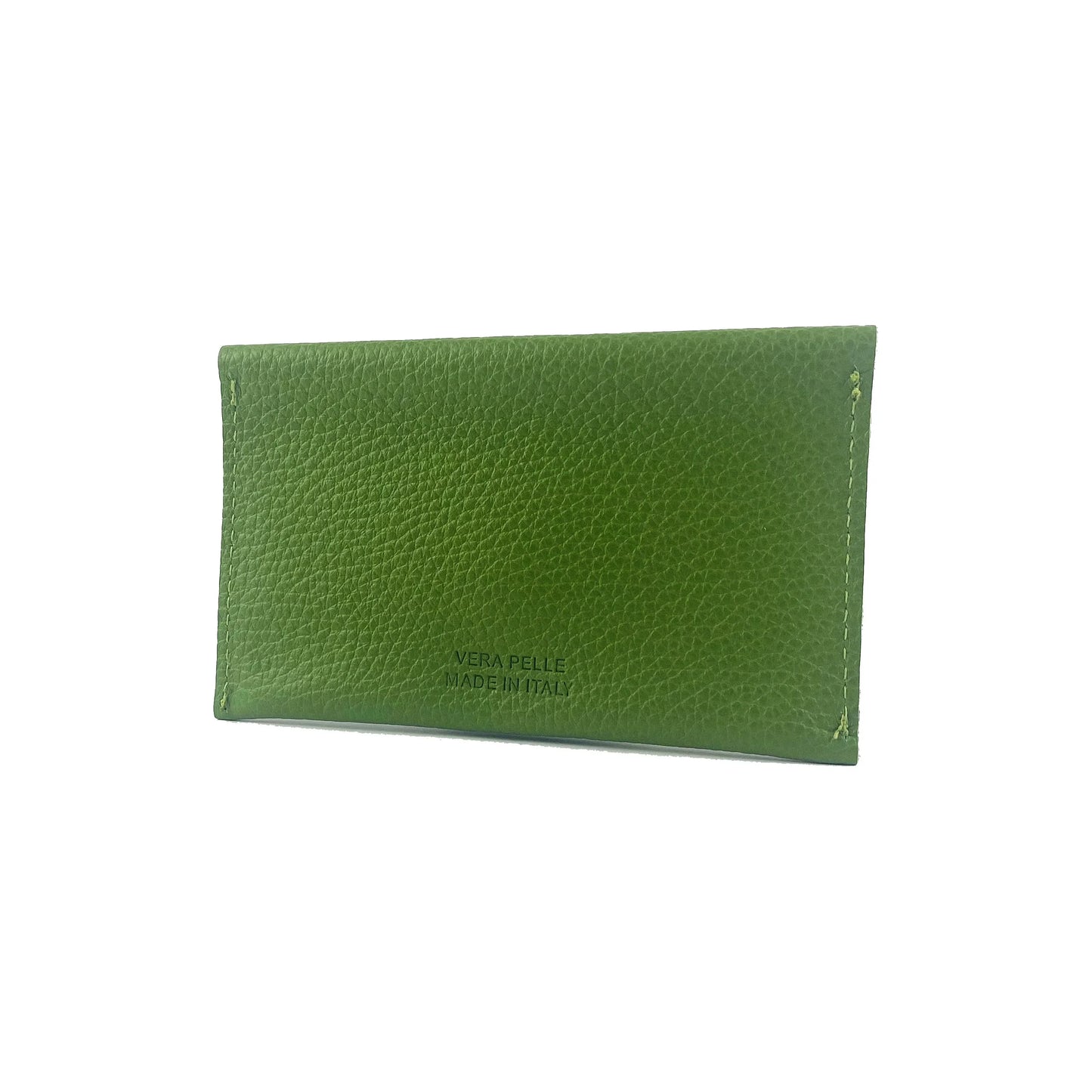 K0040EB | Bustina con pattina Made in Italy in Vera Pelle pieno fiore, grana dollaro - Colore Verde - Dimensioni: cm 13 x 8 x 0,5 - Confezione: Gift Box rigido fondo/coperchio - STREET STYLE