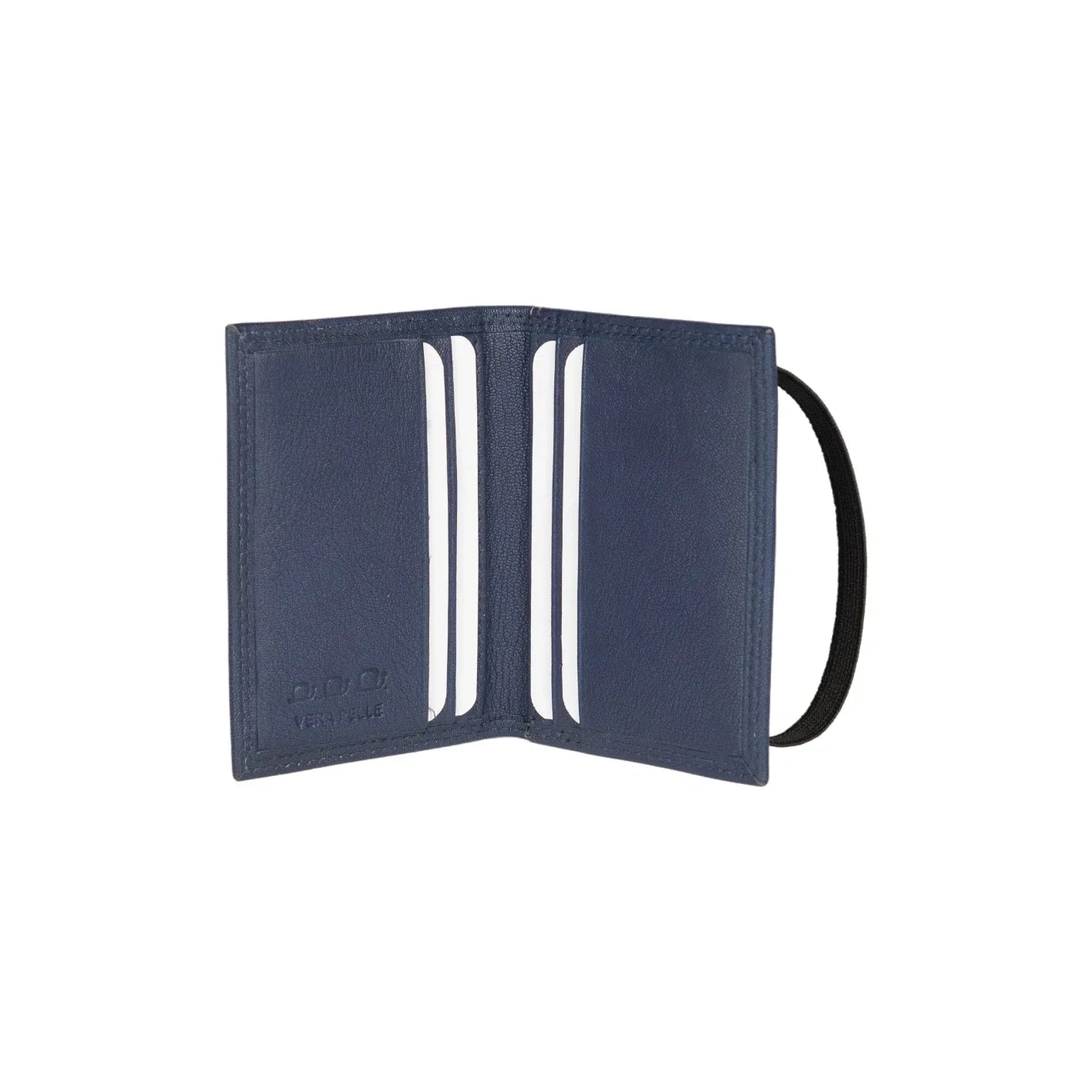 K10217DB | Credit Card Holder in Genuine Full Grain Leather, with light grain. Blue colour. Elastic closure. Dimensions when closed: 7 x 9.8 x 0.5 cm. Packaging: Rigid bottom/lid gift box - STREET STYLE