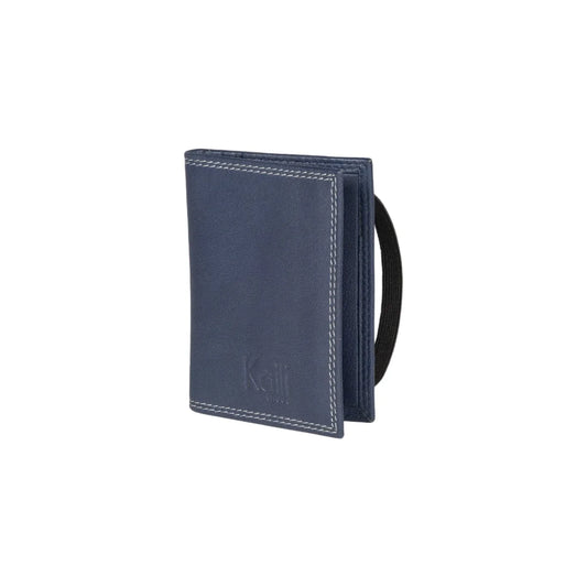 K10217DB | Credit Card Holder in Genuine Full Grain Leather, with light grain. Blue colour. Elastic closure. Dimensions when closed: 7 x 9.8 x 0.5 cm. Packaging: Rigid bottom/lid gift box - STREET STYLE
