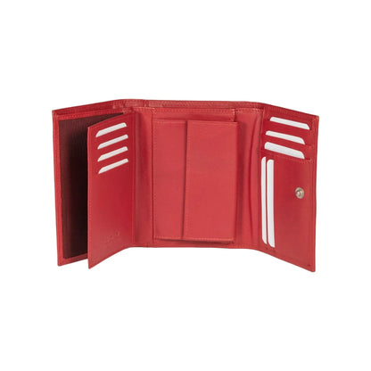 K10233VB | Women's wallet in genuine full-grain leather, with light grain. Red. Dimensions when closed: 14 x 10.5 x 2.5 cm. Packaging: Rigid bottom/lid gift box - STREET STYLE