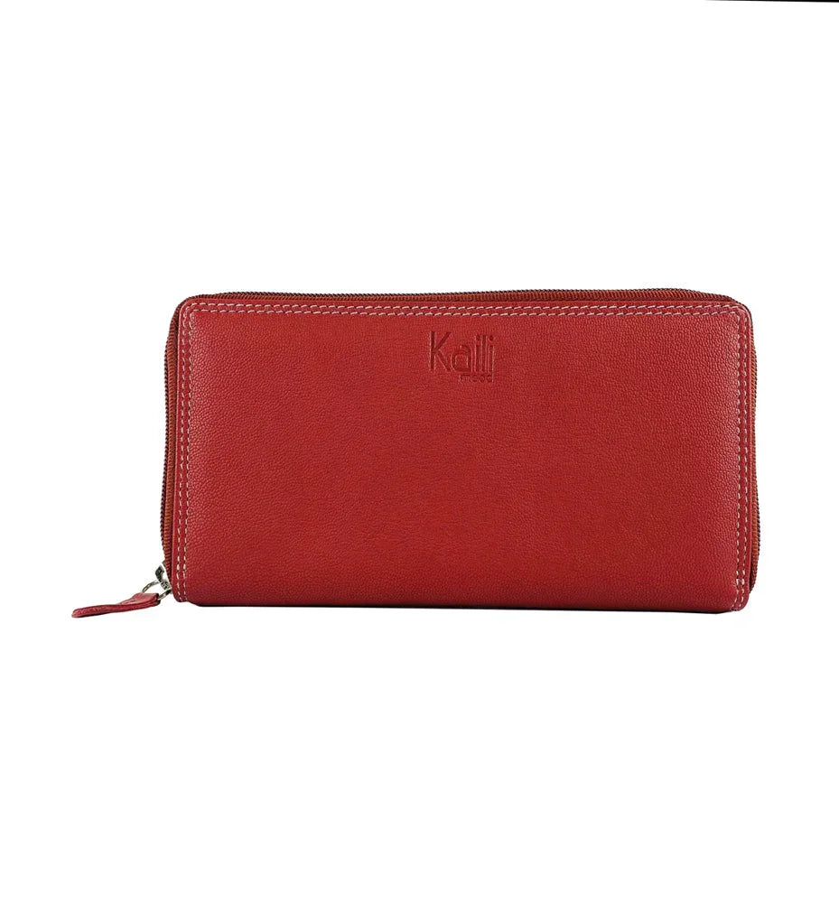 K10238VB | Women's wallet in genuine full-grain leather, with light grain. Red. Dimensions when closed: 18.5 x 10 x 2.5 cm. Packaging: Rigid bottom/lid gift box - STREET STYLE