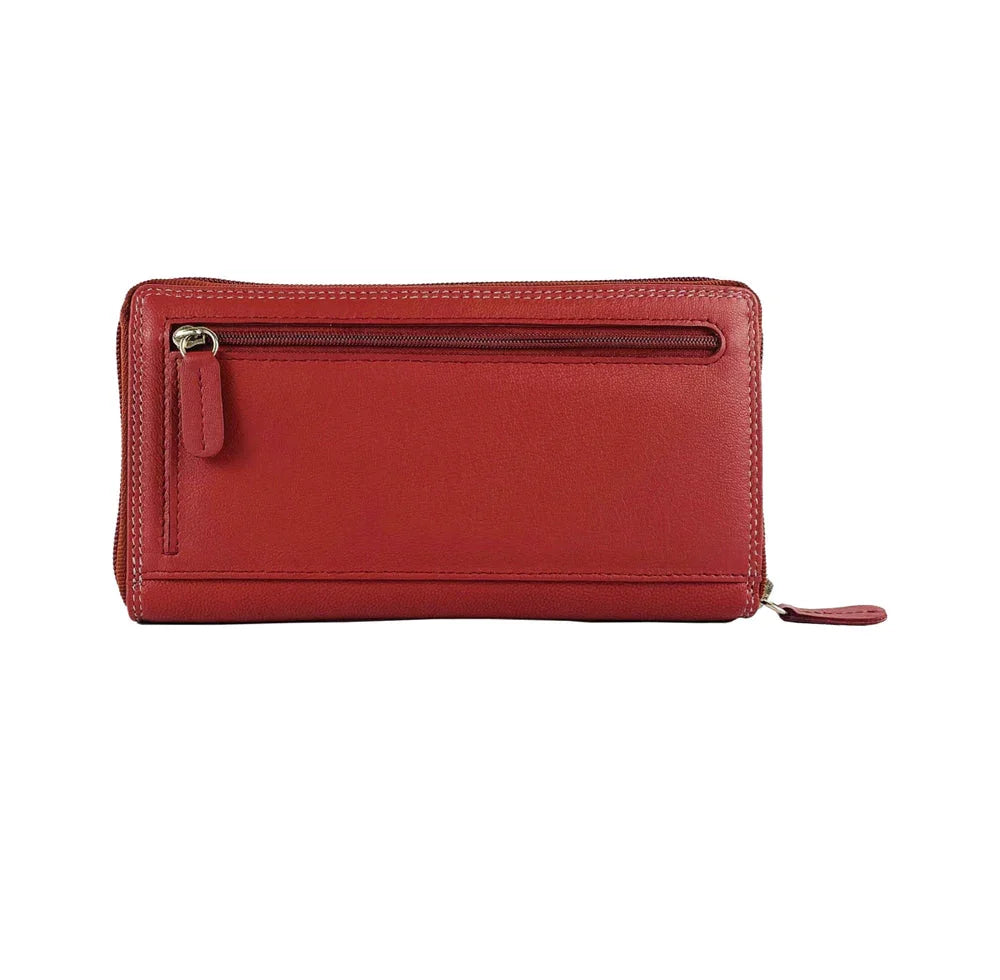 K10238VB | Women's wallet in genuine full-grain leather, with light grain. Red. Dimensions when closed: 18.5 x 10 x 2.5 cm. Packaging: Rigid bottom/lid gift box - STREET STYLE
