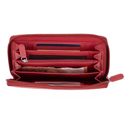 K10238VB | Women's wallet in genuine full-grain leather, with light grain. Red. Dimensions when closed: 18.5 x 10 x 2.5 cm. Packaging: Rigid bottom/lid gift box - STREET STYLE