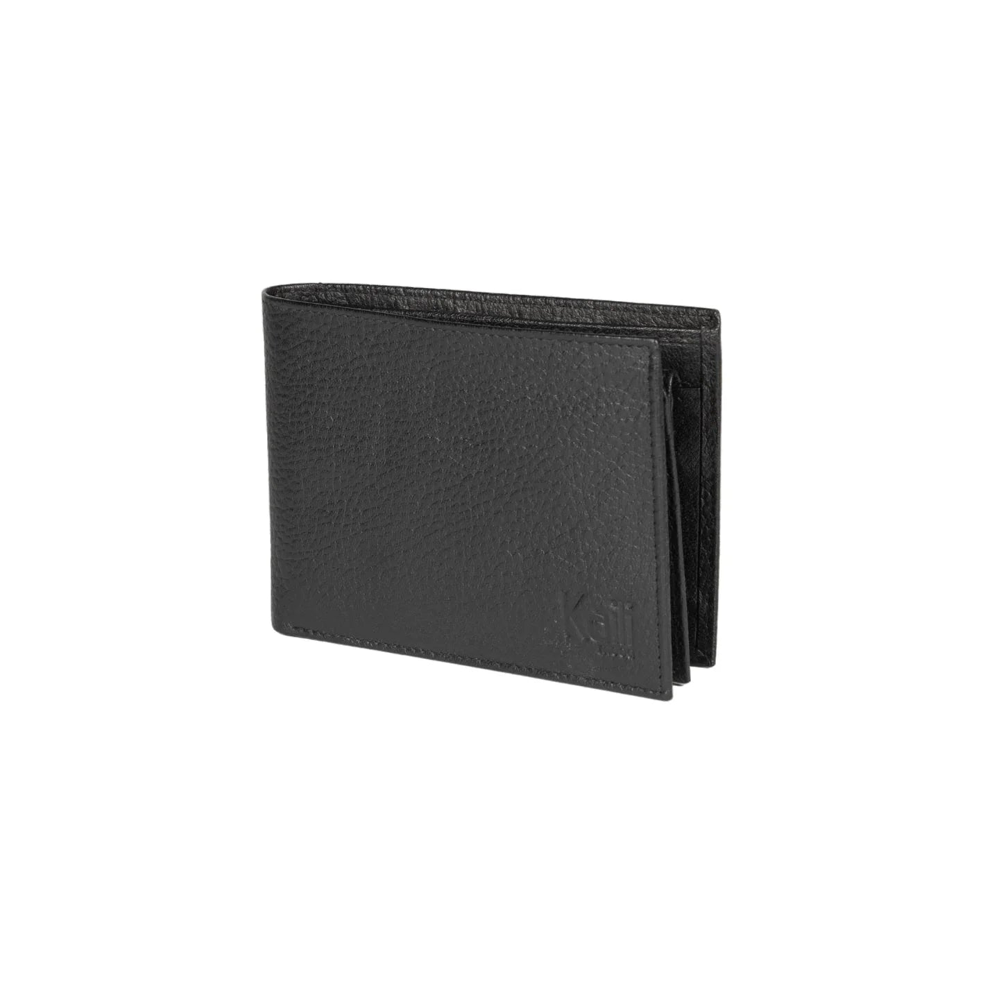 K10304AB | Men's wallet in genuine full grain leather, dollar grain. Black colour. Coin pocket. Dimensions when closed: 12.5 x 9.3 x 1 cm. Packaging: Rigid bottom/lid gift box - STREET STYLE