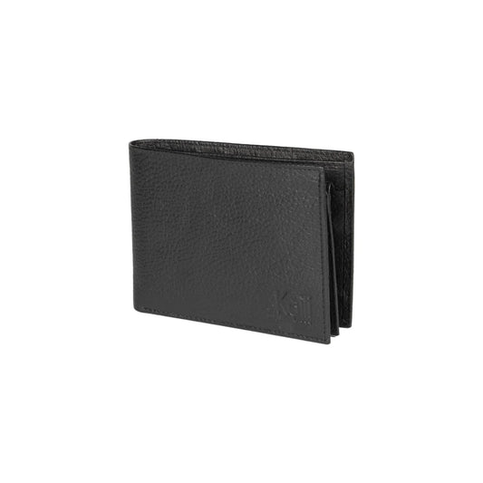 K10304AB | Men's wallet in genuine full grain leather, dollar grain. Black colour. Coin pocket. Dimensions when closed: 12.5 x 9.3 x 1 cm. Packaging: Rigid bottom/lid gift box - STREET STYLE