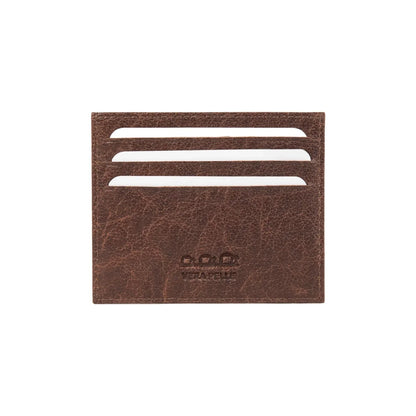 K10616BB | Credit Card Holder in genuine full grain leather, milled. Color dark brown. Large central pocket. Dimensions: 9.8 x 8 x 0.5 cm. Packaging: Rigid bottom/lid gift box - STREET STYLE