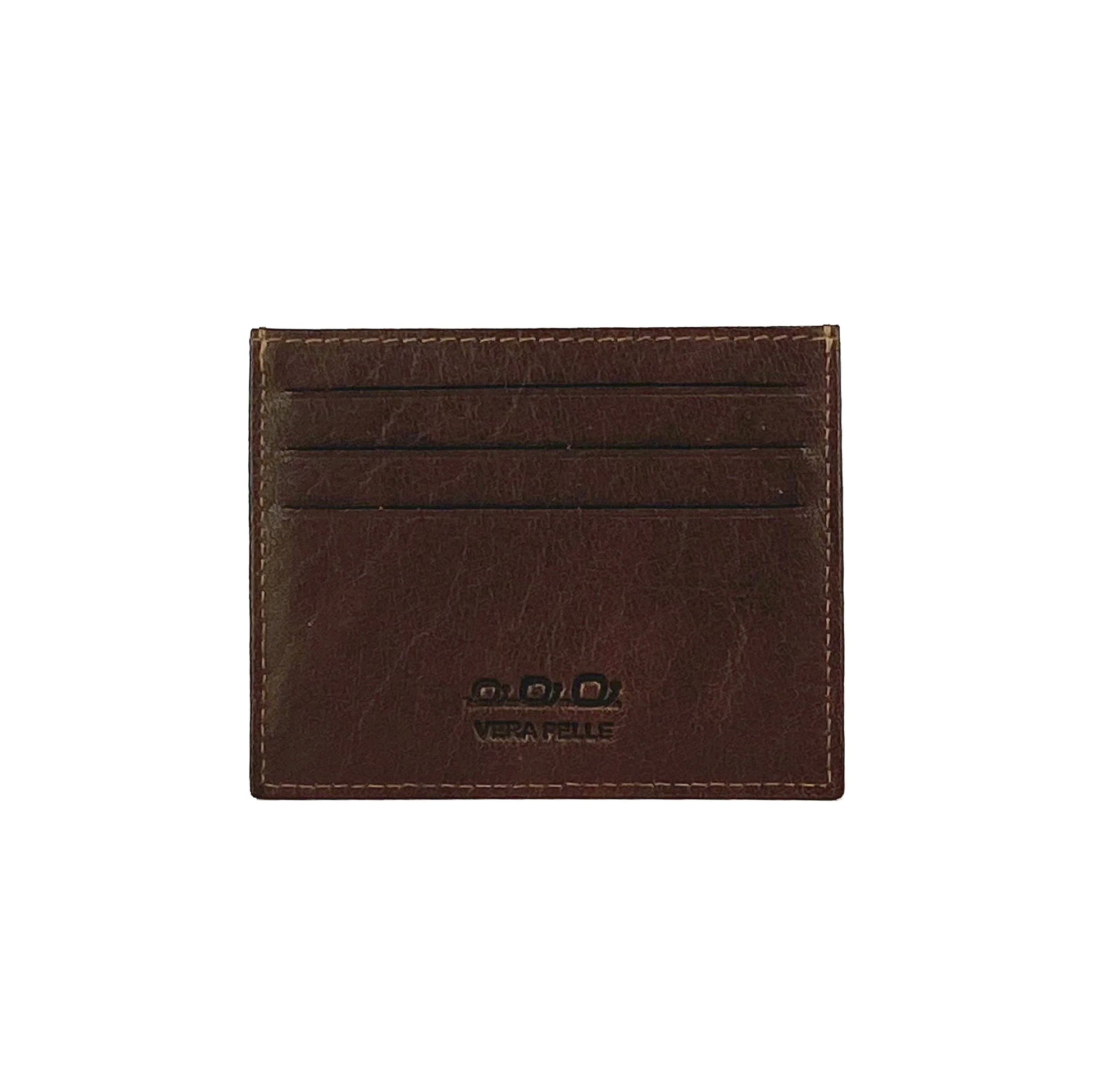 K10616BB | Credit Card Holder in genuine full grain leather, milled. Color dark brown. Large central pocket. Dimensions: 9.8 x 8 x 0.5 cm. Packaging: Rigid bottom/lid gift box - STREET STYLE