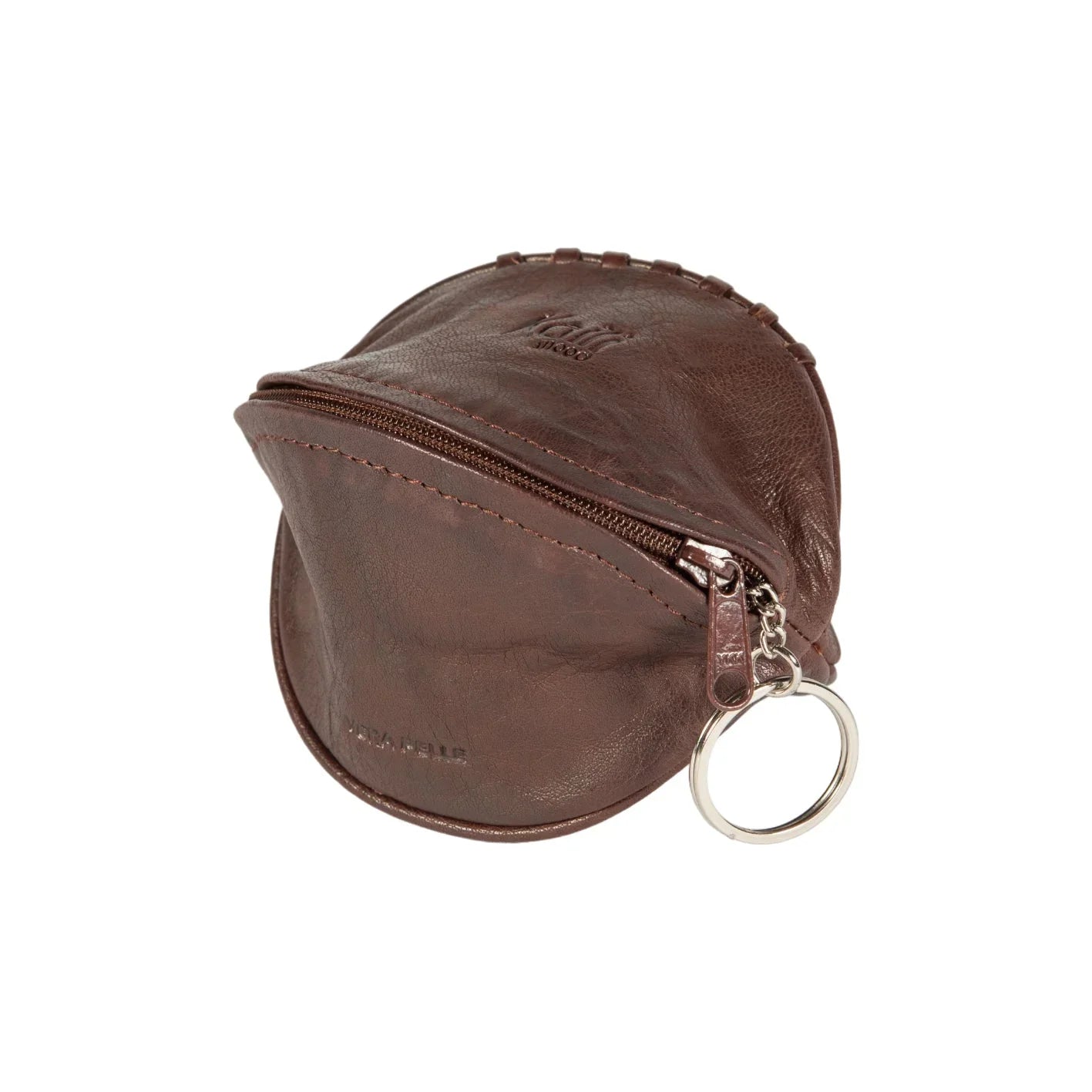 K10655BB | Mini Pochette/Portachiavi in Vera Pelle pieno fiore, Volanata. Colore Testa Moro. Accessori Nickel Lucido. Dimensioni: cm 12,5 x 7,5 x 7,5. Confezione: Sacchetto Tnt - STREET STYLE