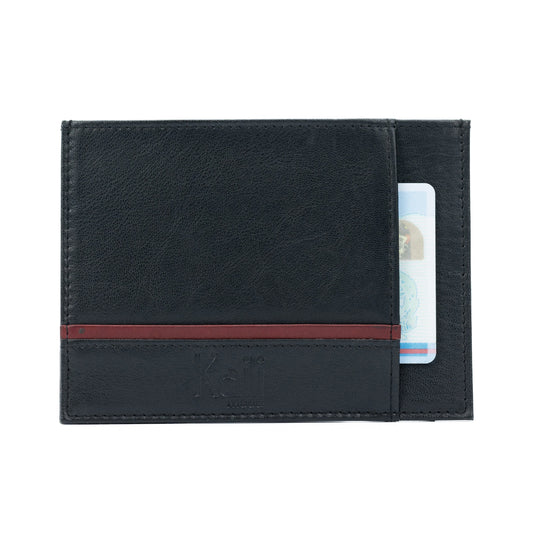 K10907AB | Document/Credit Card Holder in Genuine Leather Col. Black - STREET STYLE