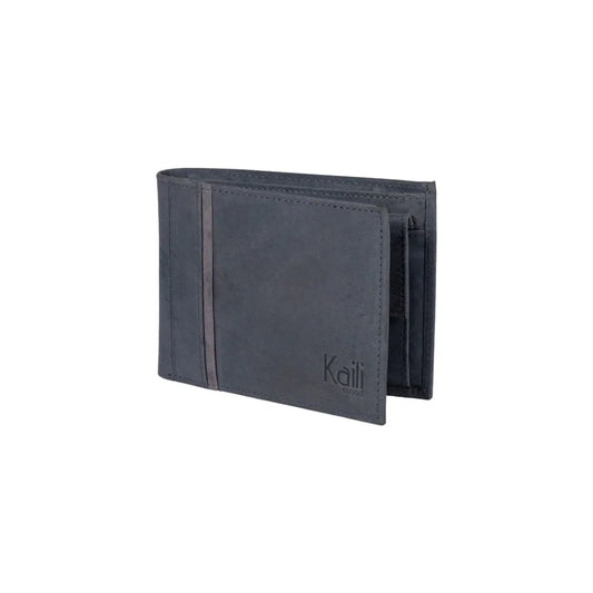 K12203DF | Men's Wallet in Genuine Full Grain Leather, Naked. Blue Color. RFID Protection. Closed Dimensions: 12.5 x 9.5 x 2 cm. Packaging: Gift box bottom/lid - STREET STYLE