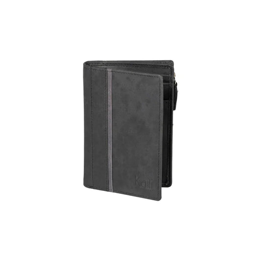 K12234AF | Women's Wallet in Genuine Full Grain Leather, Naked. Black Color. RFID Protection. Closed Dimensions: 9.5 x 14 x 3 cm. Packaging: Gift box bottom/lid - STREET STYLE