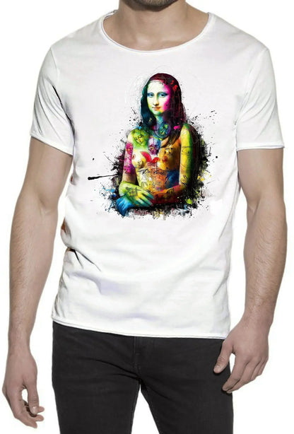 La Gioconda Tattoo Sexy Color Stilizzato 18-20-36 T-shirt Urban Slub Men Uomo 100% Cotone Fiammato JK - STREET STYLE
