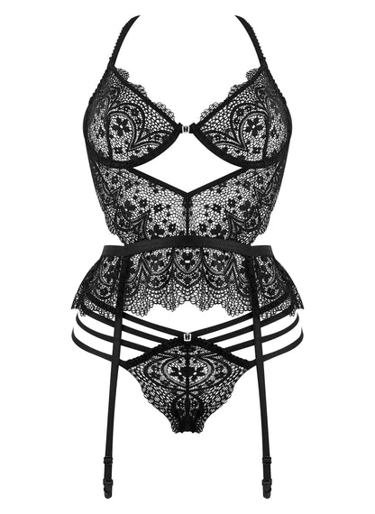 Lace Bustier Garter & String Set Beauty Night Temptation - STREET STYLE
