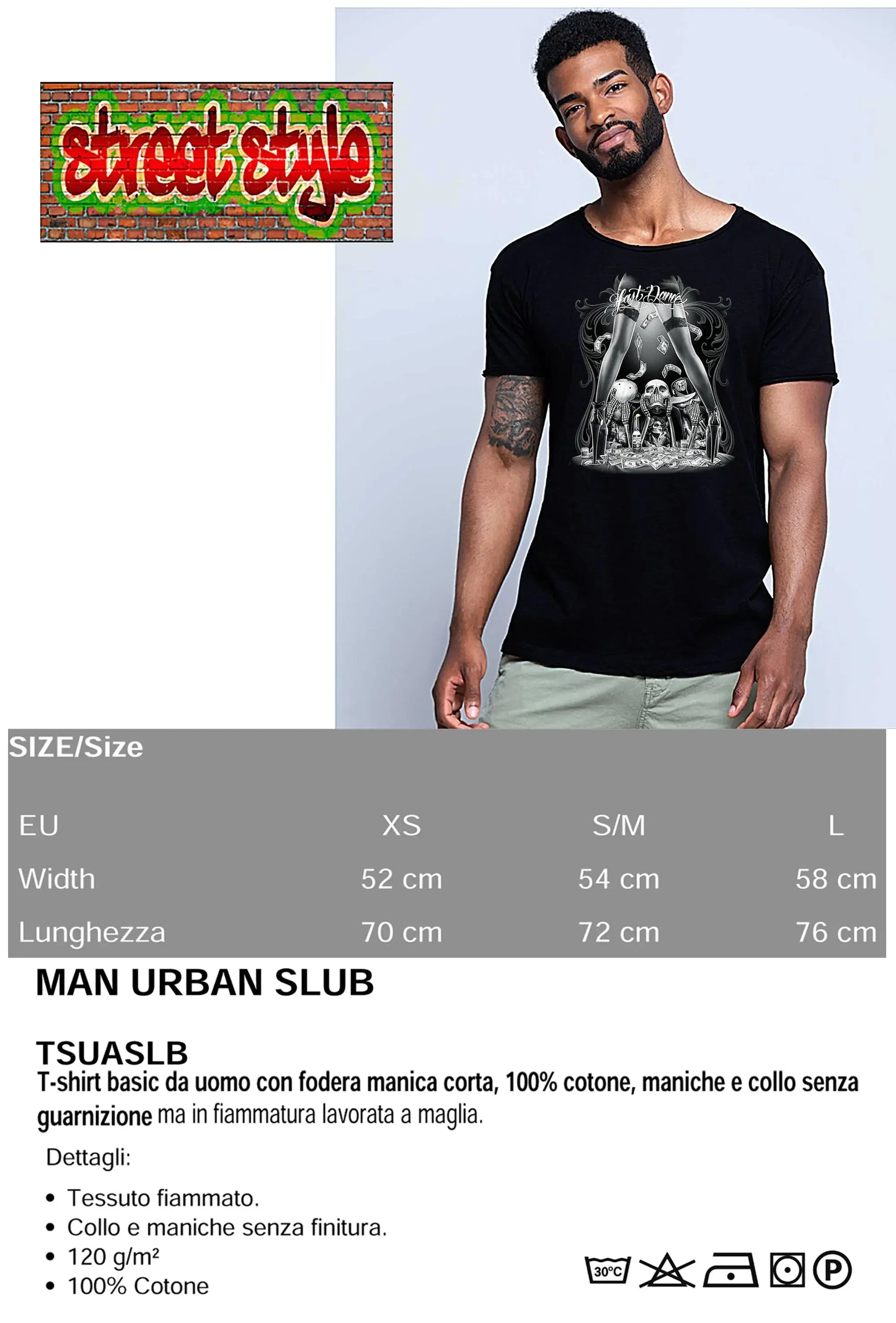Last Dance Tattoo Skull - T-shirt Uomo Urban Slub - STREET STYLE