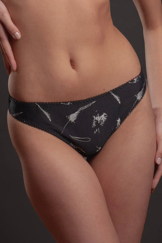 Low-Rise Thong Panty Lavinia Silver Feathers - STREET STYLE