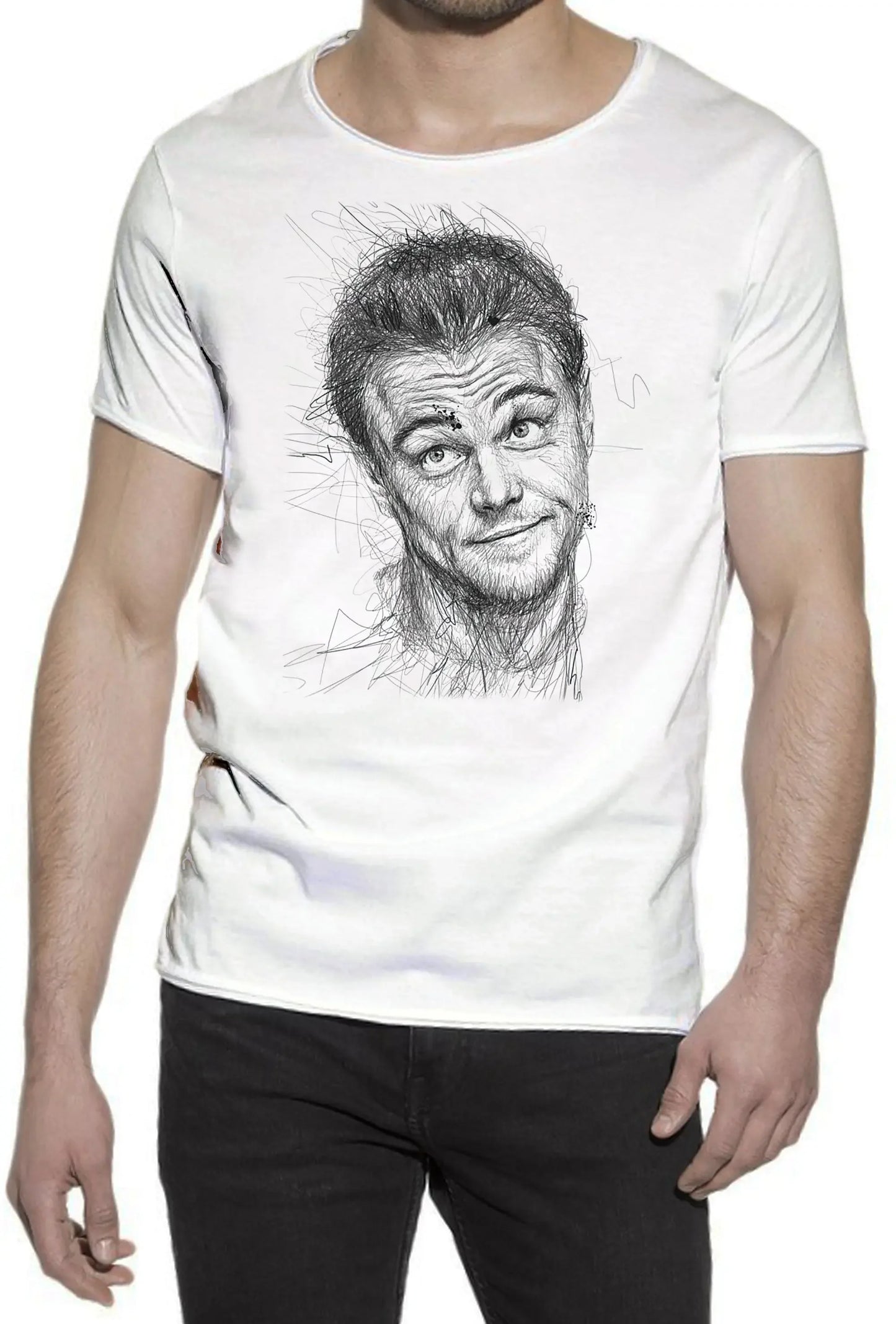 Leonardo DiCaprio The Legend Stilizzato Soggetto Attore 18-41 T-shirt Urban Slub Men Uomo 100% Cotone Fiammato JK - STREET STYLE