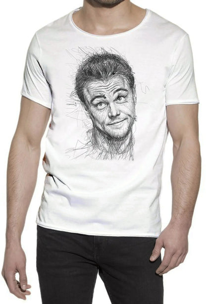 Leonardo DiCaprio The Legend Stilizzato Soggetto Attore 18-41 T-shirt Urban Slub Men Uomo 100% Cotone Fiammato JK - STREET STYLE