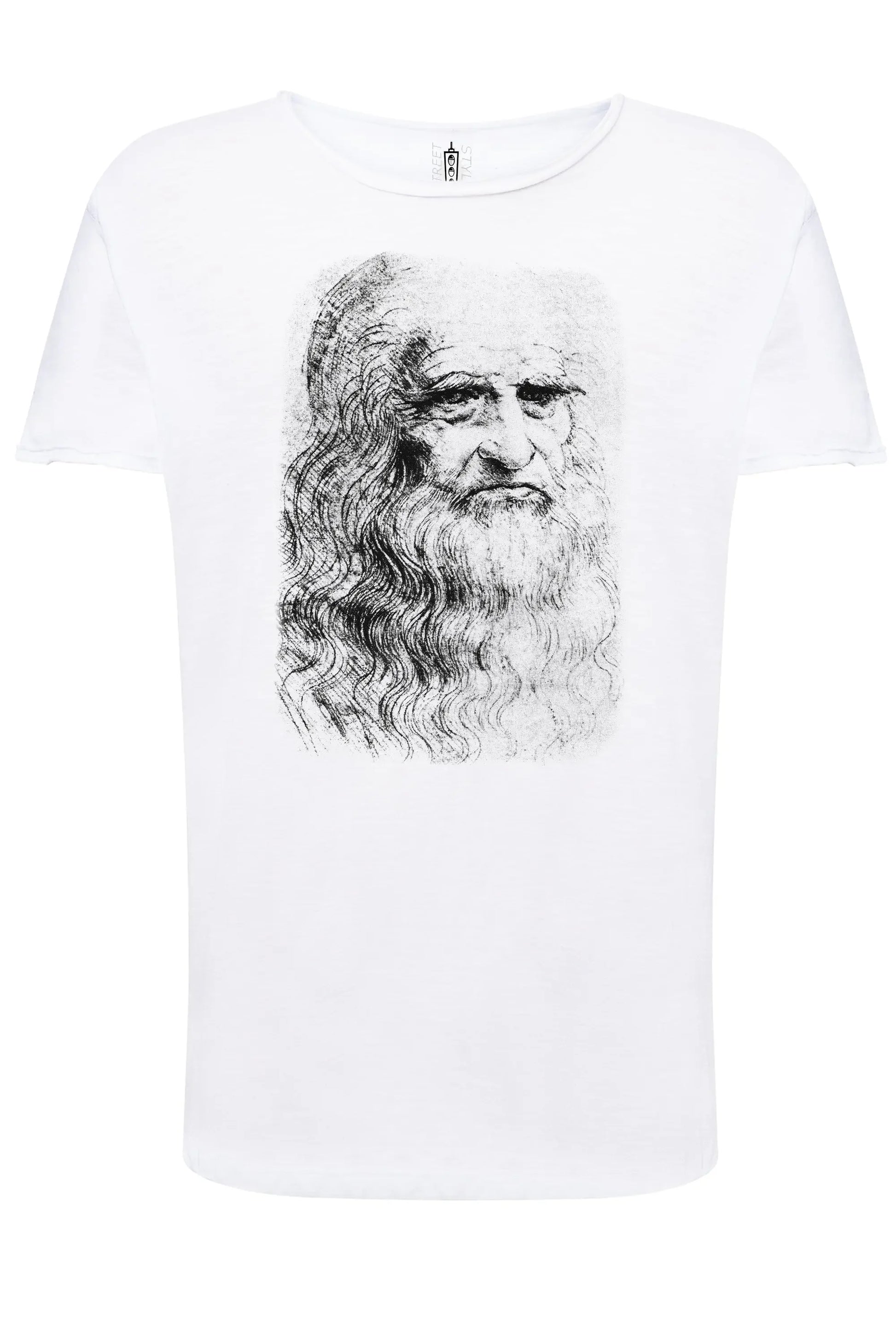 Leonardo da Vinci The Legend Stilizzato Soggetto Scultore e Pittore 18-0 T-shirt Urban Slub Men Uomo 100% Cotone Fiammato JK - STREET STYLE