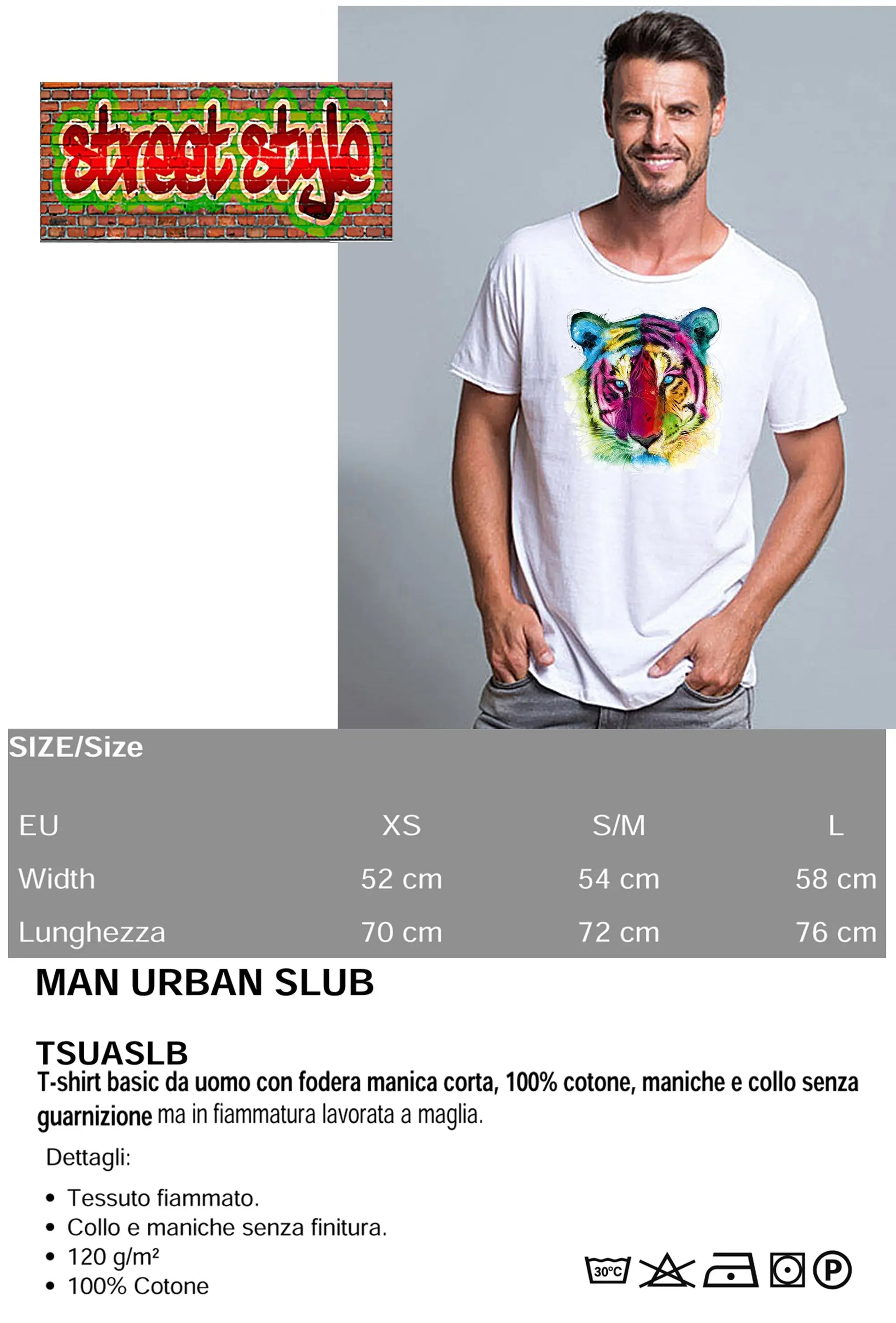 Leone Color Artistico Stilizzato 18-20-73 T-shirt Urban Slub Men Uomo 100% Cotone Fiammato JK - STREET STYLE