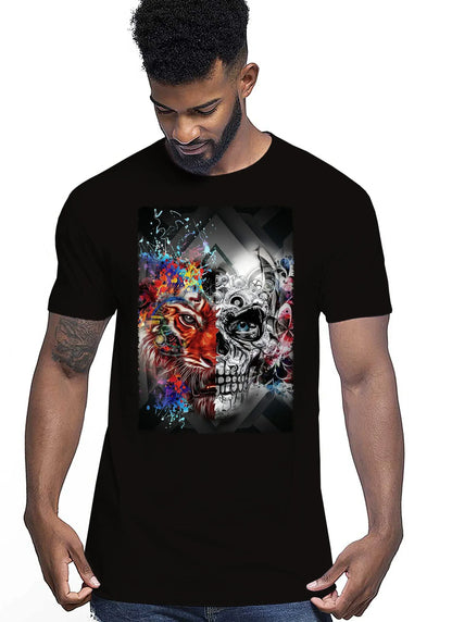 Leoskull Artistic Color Tattoo 9038 T-shirt Urban Men Uomo 100% Cotone Pettinato JK - STREET STYLE