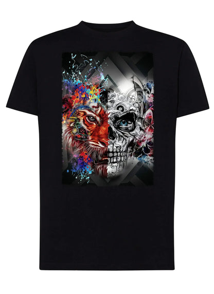 Leoskull Artistic Color Tattoo 9038 T-shirt Urban Men Uomo 100% Cotone Pettinato JK - STREET STYLE