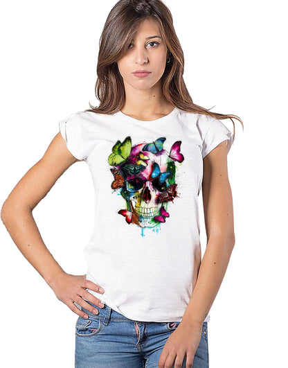T-shirt Donna Skull Les couleurs de l'âme - Cotone Bio - STREET STYLE