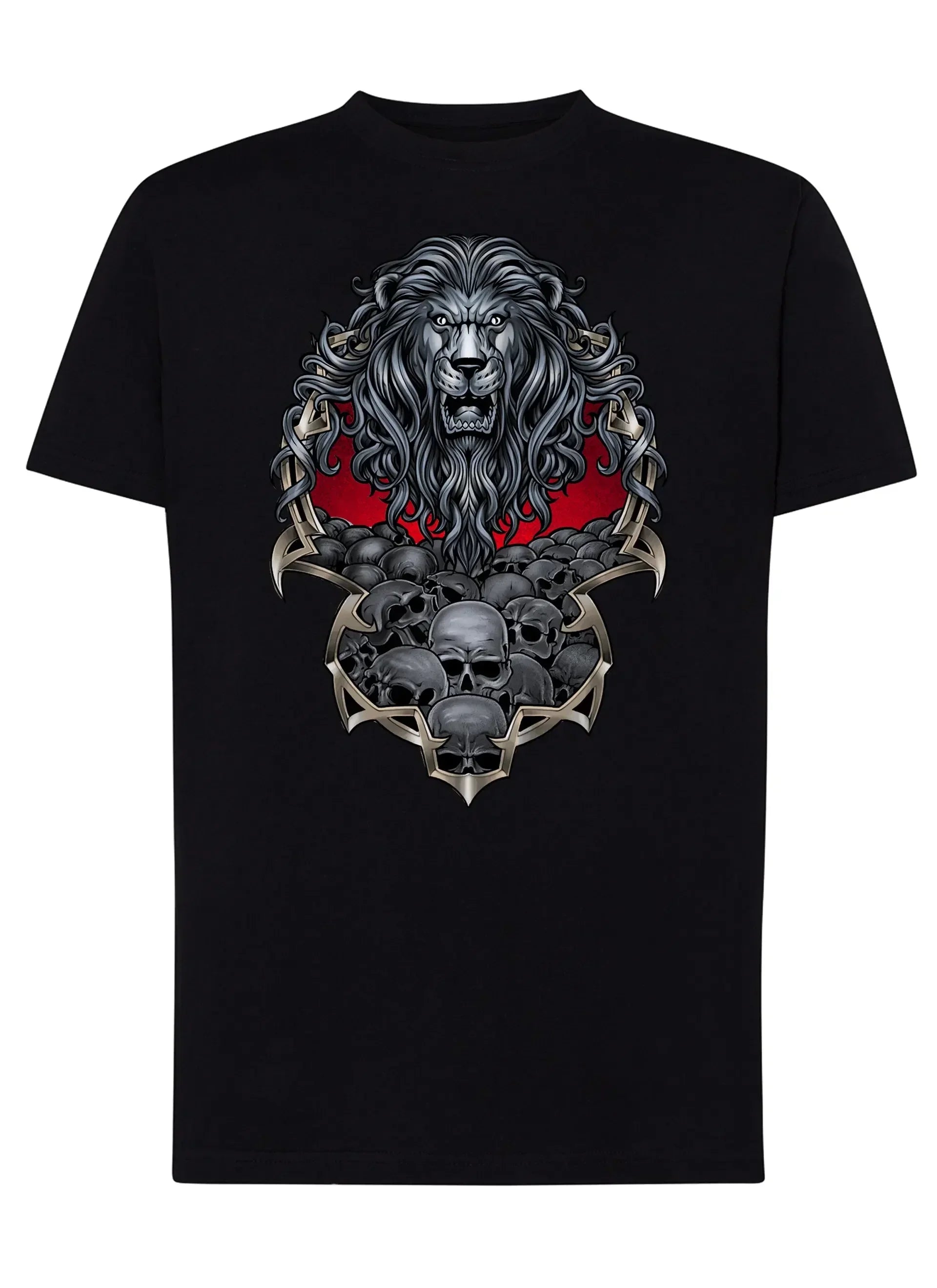Lion Skull Tattoo 9044 T-shirt Urban Men Uomo 100% Cotone Pettinato JK - STREET STYLE