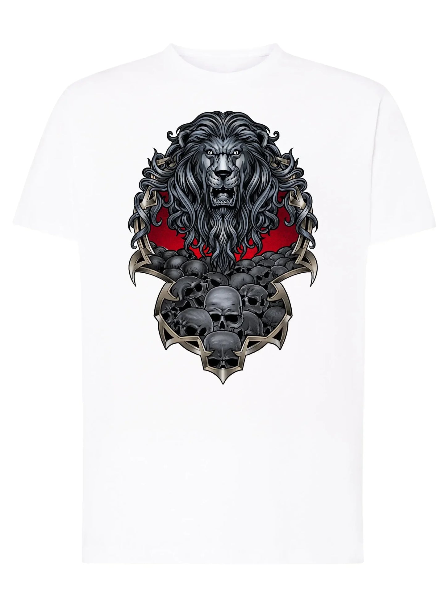 Lion Skull Tattoo 9044 T-shirt Urban Men Uomo 100% Cotone Pettinato JK - STREET STYLE