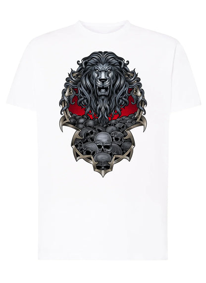 Lion Skull Tattoo 9044 T-shirt Urban Men Uomo 100% Cotone Pettinato JK - STREET STYLE