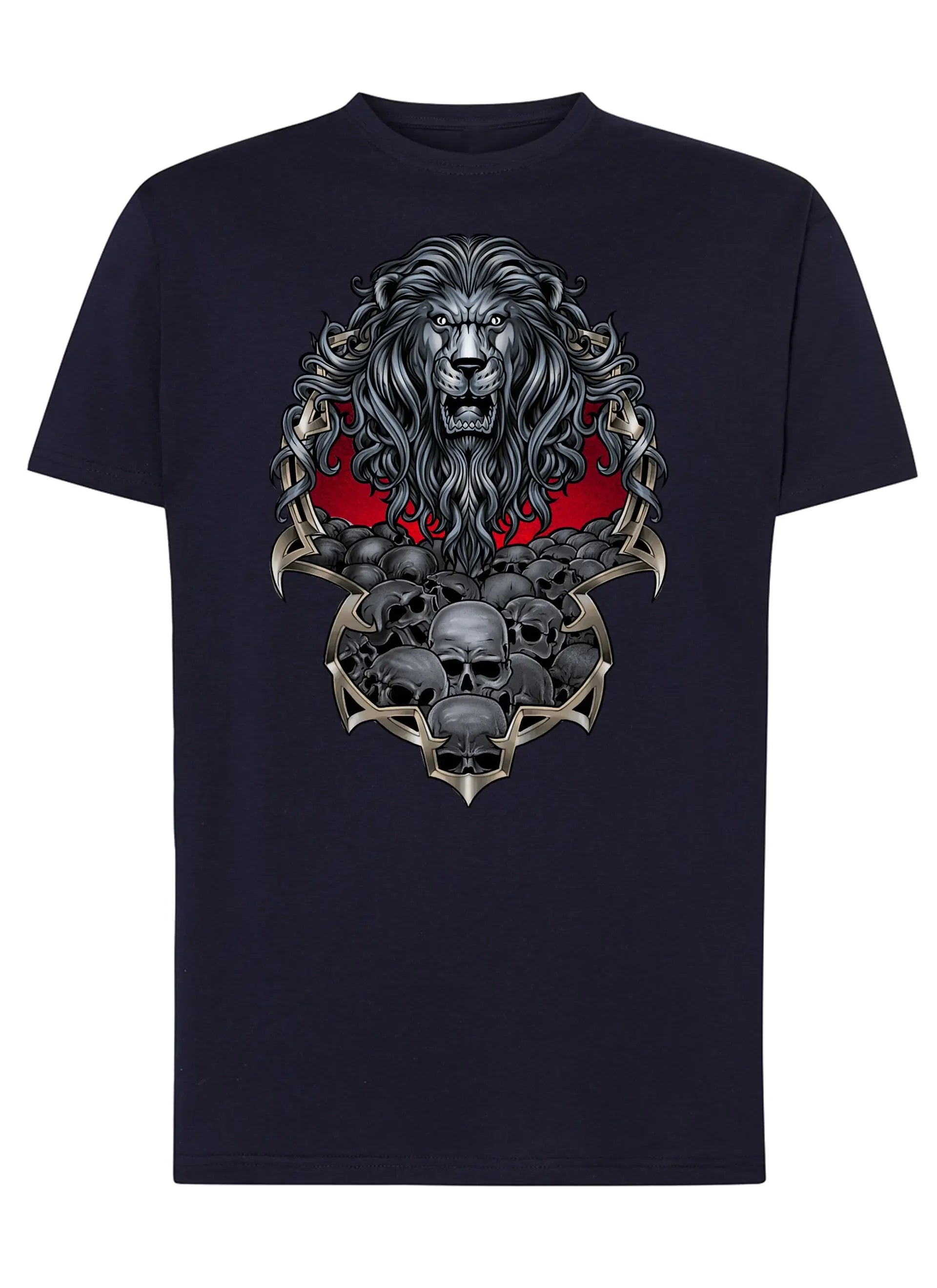Lion Skull Tattoo 9044 T-shirt Urban Men Uomo 100% Cotone Pettinato JK - STREET STYLE