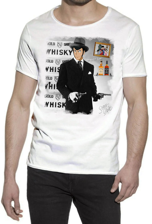 Lupin Gangster Cartoon T-Shirt Uomo Cotone Fiammato - STREET STYLE