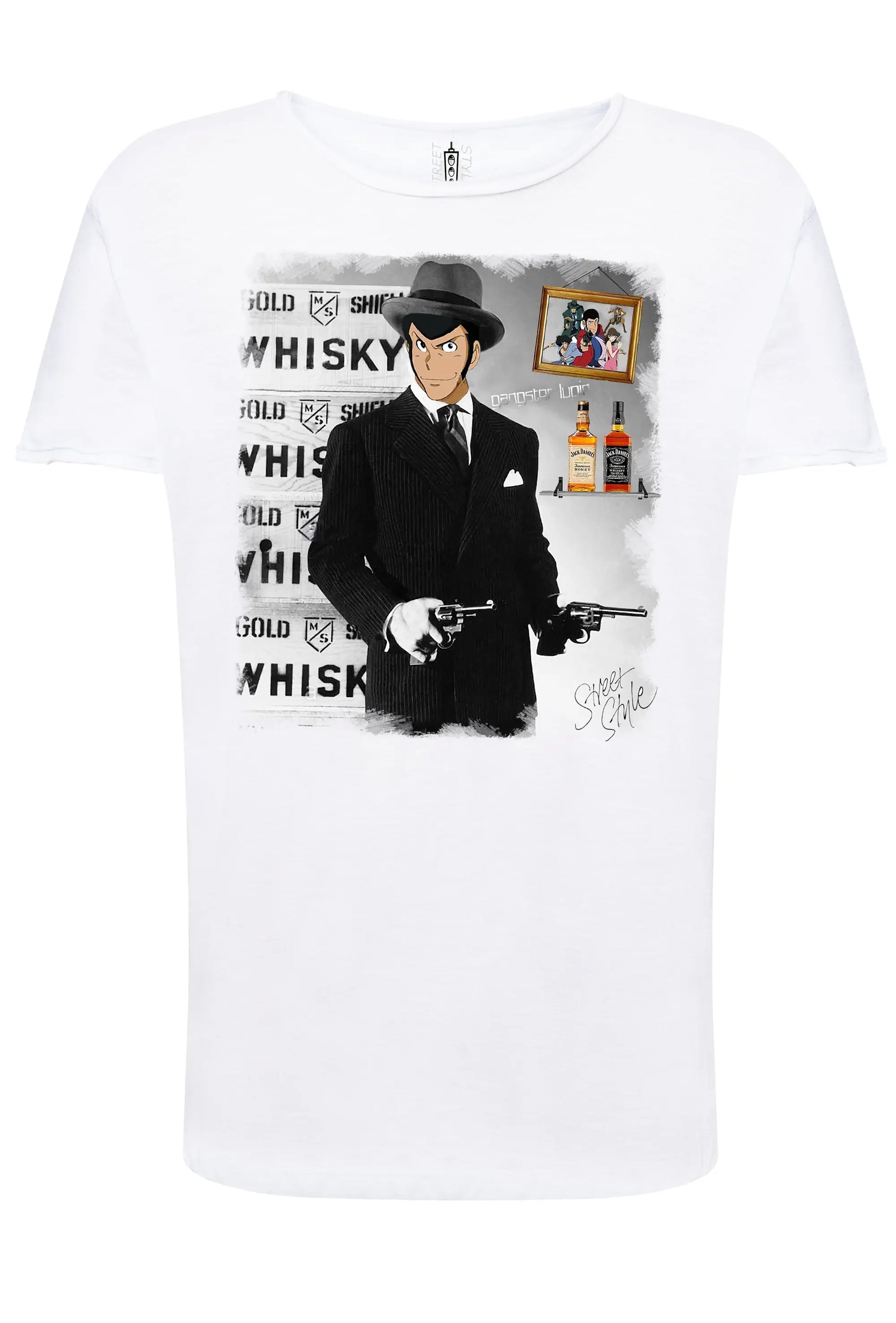 Lupin Gangster Cartoon T-Shirt Uomo Cotone Fiammato - STREET STYLE