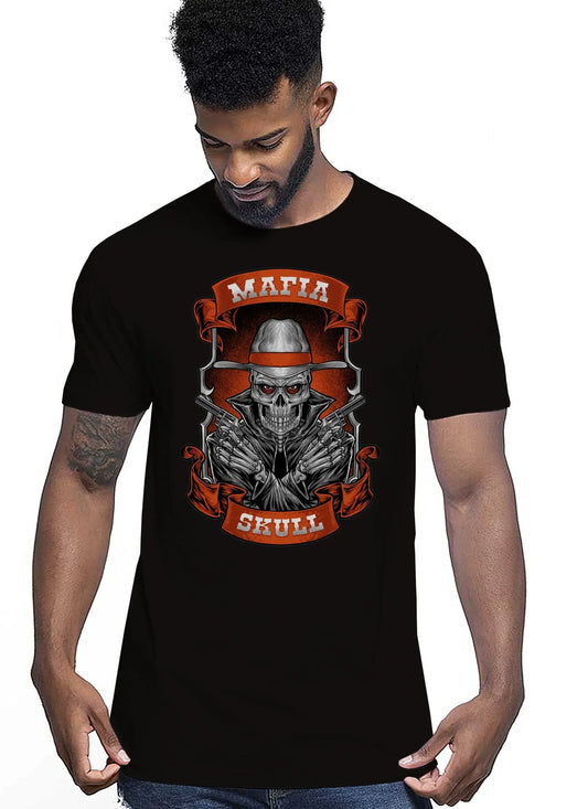 Mafia Skull Tattoo 9045 T-shirt Urban Men Uomo 100% Cotone Pettinato JK - STREET STYLE