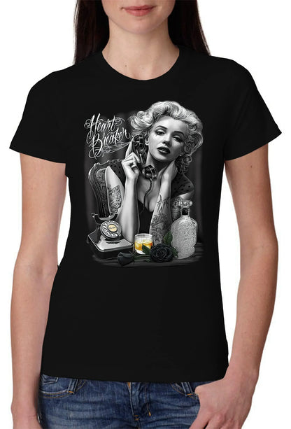 Marilyn Monroe Heart Legend Soggetto Attrice Cantante 9033 Lady Donna 100% Cotone Pettinato JK - STREET STYLE
