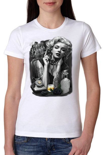 Marilyn Monroe Heart Legend Soggetto Attrice Cantante 9033 Lady Donna 100% Cotone Pettinato JK - STREET STYLE