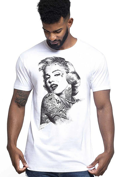 Marilyn Monroe Skull Zombi Tattoo 9018 T-shirt Urban Men Uomo 100% Cotone Pettinato JK - STREET STYLE