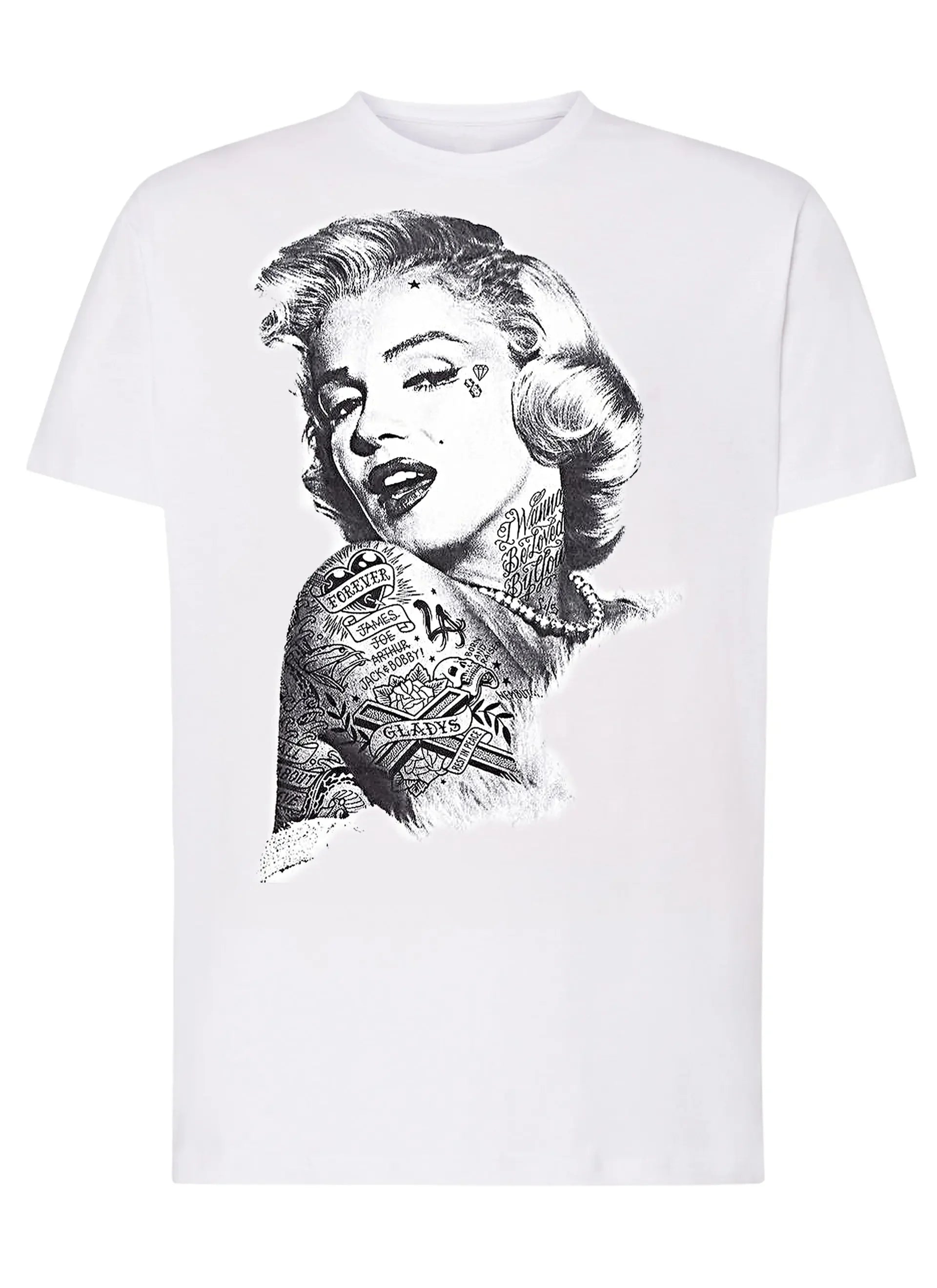 Marilyn Monroe Skull Zombi Tattoo 9018 T-shirt Urban Men Uomo 100% Cotone Pettinato JK - STREET STYLE