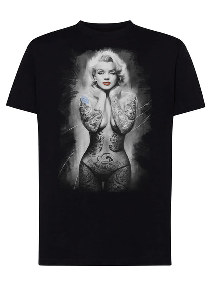 Marilyn The legend Atrice Nude Tattoo 9033-4 T-shirt Urban Men Uomo 100% Cotone Pettinato JK - STREET STYLE