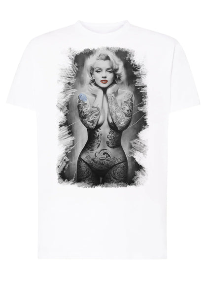 Marilyn The legend Atrice Nude Tattoo 9033-4 T-shirt Urban Men Uomo 100% Cotone Pettinato JK - STREET STYLE