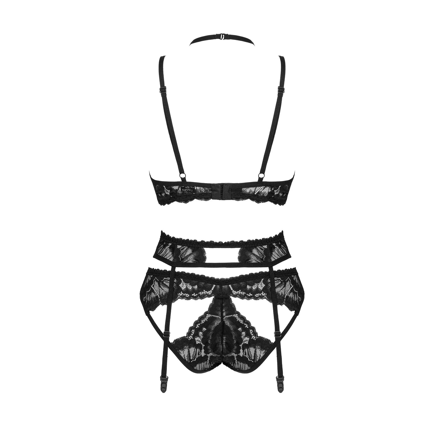 Sheer Mesh Lace 3 Piece Lingerie Set Alessya - STREET STYLE