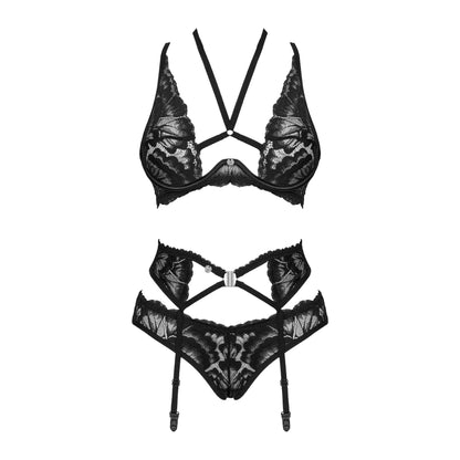 Sheer Mesh Lace 3 Piece Lingerie Set Alessya - STREET STYLE