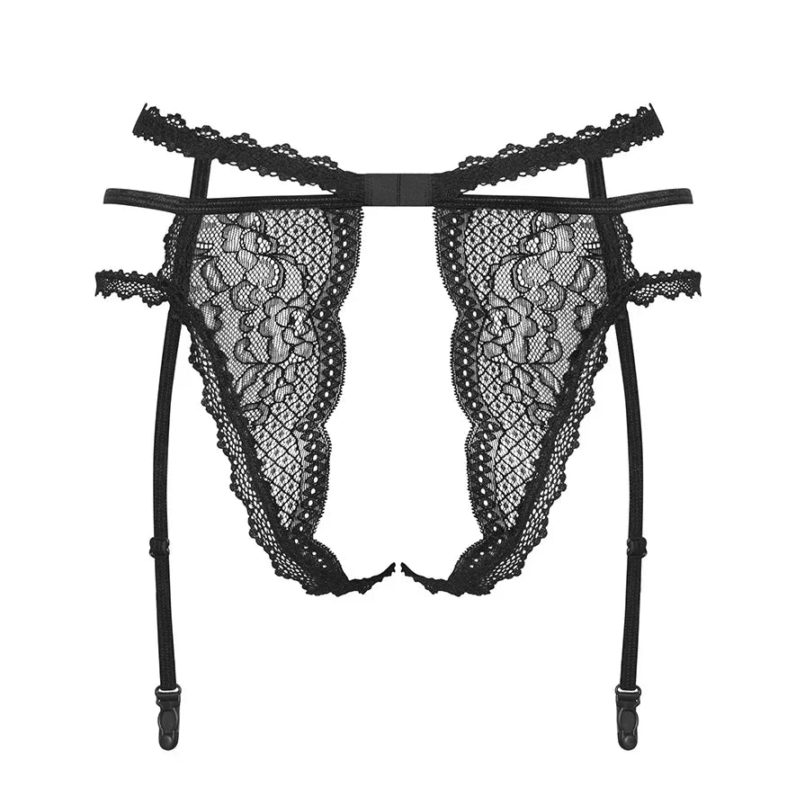 Sexy Open Crotch Lace Garter Panty Obsessive Pearlove - STREET STYLE
